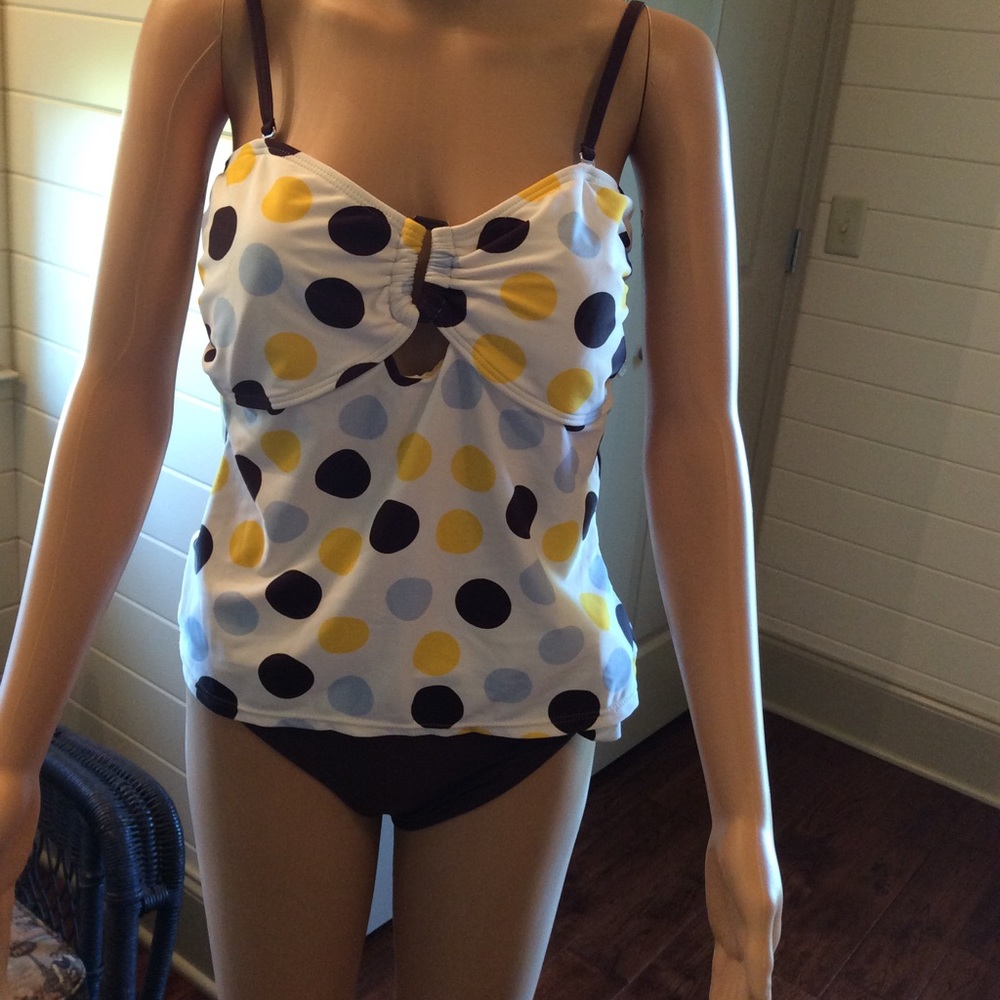 Polka Dot Tankini with two sizes of bottoms